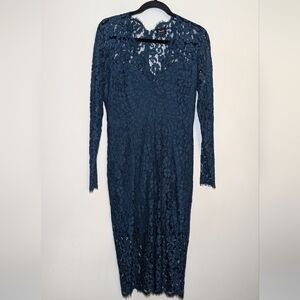 Bardot Midnight Lace Dress Sheath Midi Teal Women's Size 8